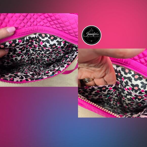 Vera Bradley Magenta Pink Quilted Triple Zip Hipster Crossbody - Picture 6 of 11